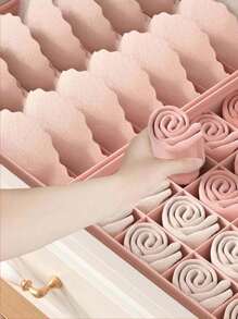 1/3pcs Pink Gingham Fabric Underwear Storage Box, Home Drawer Divider Solution, Closet Organizer, Bra Panties Socks 3-In-1 Container, Flexible Combinable Closet Storage Box