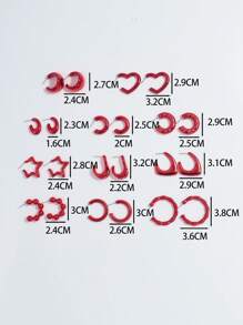 1 Set Of 9 Pairs Fashion Metal-Color Acrylic Asymmetrical C-Shape Hoop Earrings Set, Suitable For Daily Wearing For Women
