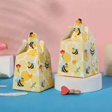 10 件蜜蜂主题派对礼品盒卡通蜂窝设计纸质糖果巧克力礼品包装适用于婚礼生日乔迁庆典礼品盒适合作为派对用品