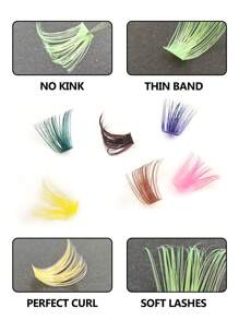 Asiteo 140pcs 80D Multi-Color D Curl Individual False Eyelashes - Soft, Low Allergy, Natural Look DIY Home Eyelash Extension Kit, Suitable For Music Festivals - 14mm, Easy To Wear, Reusable, Comfortable False Lashes - D - 查看 3