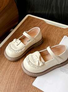 Girls' Spring New British-Style Student Shoes, Children Flat Shoes - Beige - View 3