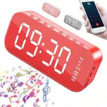 Reloj Despertador Digital Multifuncional con Bluetooth y Radio FM - Rojo - Ver 3