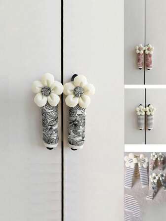 1 件门把手护套印花面料 - 时尚防油、防滑、防撞保护套 - 冰箱扶手手套采用布艺田园设计，增强抓握力和耐用性