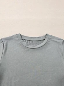 Acelitt Camiseta casual de mujer de manga corta con cuello redondo y bordado floral, para verano