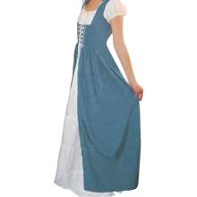 Renaissance Women's Medieval Dresses Cosplay Pirate Costumes Irish Dresses - Ice Blue - View 3