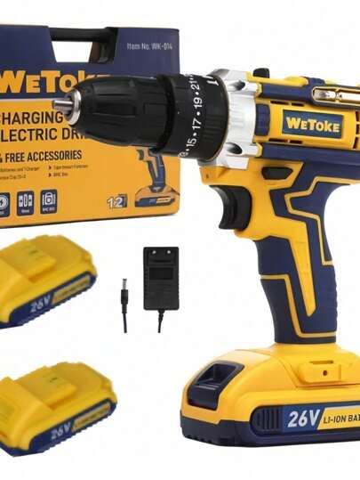 Furadeira Parafusadeira 26v 35nm 2 Baterias E 25 Peças