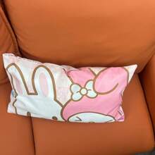 Sanrio 1 Federa per cuscino con stampa cartone animato Sanrio Kuromi e Hello Kitty, in tessuto morbido, con motivo allegro e vivace, semplice copricuscino da 30x50cm (senza imbottitura), design monofronte, adatto per auto, divano, camera da letto, soggiorno