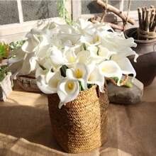 4/10/20 Piezas Flores Artificiales de Cala Lili, Flores de Cala Lili Realistas de Textura Simulada para Decoración del Hogar, Jardín, Oficina, Fiesta, Boda, Ramo, Centro de Mesa, Pascua - Multicolor - Ver 17