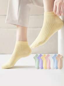 Random 7 Pairs Of Women's Spring And Summer Colorful Dopamine Daily Commuting Casual Versatile Socks