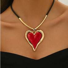 1 pieza Collar con colgante en forma de corazón, joyería para la clavícula, simple y versátil, estilo punk para el Día de San Valentín