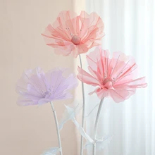 仿真巨型纱花婚礼背景纱大白花墙路引DIY派对舞台家居房间装饰 - 彩色 - 查看 9