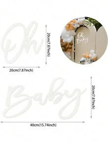 Oh Baby「嬰兒派對背景裝飾－毛氈材質」Oh Baby Logo 橫幅，男嬰與女嬰派對裝飾，性別揭曉派對 - 白色 - 查看 2