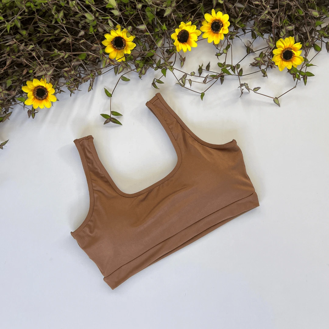 Basic Tank Top With Fitness Lining With Opening For Cup Gym Walking Suplex Women's Workout - Brown - View 1
