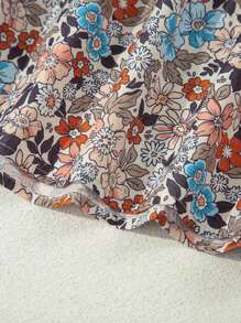 Acelitt Summer Apricot Bohemian Printed Short Sleeve Bubble Sleeve Mini Dress - Multicolor - View 9