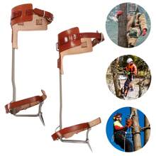Rainaut Climbing Tree Spikes Stainless-Steel - Tree Gaffs Pads Spur Gear Climbing Steps Spurs Tool Suitable For High Altitude Logging Fruit Picking Hunting Equipment - 棕色+銀色 - 查看 1