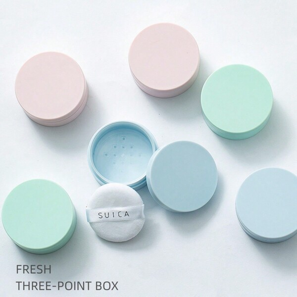 1PC Storage Box With Powder Puff Macaron Color Loose Powder Container Home Organizer Box Sealed Waterproof Travel Box With Lid Travel Essentials School School Supplies Holiday Camping Holiday Essentials Vacation Accessories Mini Perfume For Women Perfume For Men Perfume Beach Bottle