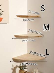 1pc/3pcs Set Corner Wall Shelf, Floating Corner Wall Shelf, Corner Storage Rack, Corner Shelf Bracket, Shelves And Storage Rack, Wooden Edge Floating Shelf, Rustic Style Wooden Wall Mounted Storage Display Rack, Suitable For Living Room, Bedroom, Bathroom, Kitchen, Room Decor, Garden Decor, Wedding Decor, Home Decor - Wood Color - View 5