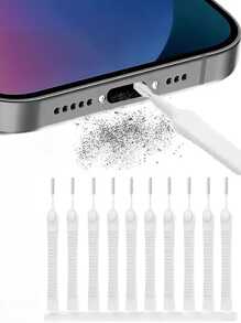 Set de 50 piezas de kits de limpieza para altavoz de teléfono celular: kit de limpieza de puerto de cargador de teléfono celular, cepillo de limpieza de puerto de teléfono celular, cepillo de limpieza de teléfono celular reutilizable, herramienta de limpieza de altavoz, kit de limpieza de puerto de carga de teléfono celular, teclado de computadora y cabezal de ducha, destapador de tuberías, limpiador de grietas, mini cepillo, cepillo para teclado, etc. para cocina, baño, hogar, cepillo de limpieza de puerto de carga y auricular, cepillo pequeño para grietas de teléfono, pegatina antipolvo para altavoces y micrófono - Blanco - Ver 4