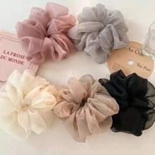 Bộ 5 chiếc/1 chiếc dây buộc tóc bằng vải chiffon mềm mại, dây chun buộc tóc, kẹp tóc đuôi ngựa, phụ kiện búi tóc thanh lịch, phụ kiện tóc nữ, dụng cụ làm đẹp, phụ kiện tóc xoăn, quà tặng cho phái nữ. - Nhiều màu - Xem 14