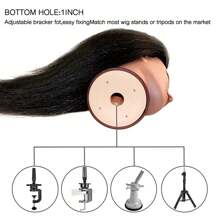 Đầu ma-nơ-canh bằng tóc thật, 16",Đầu búp bê tạo kiểu tết tóc,Đầu ma-nơ-canh trường dạy làm đẹp,Đầu thực hành nhuộm tóc uốn - màu đen - Xem 5