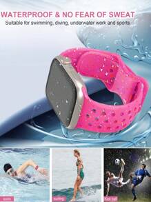 Banda deportiva transpirable para Apple Watch de 38mm, 40mm, 41mm, 42mm, 44mm, 45mm, 49mm para mujeres y hombres, de plástico suave de silicona con puntos de colores para correa de compatible con iWatch Series 11, 10, 9, 8, 7, 6, 5, 4, 3, 2, 1, SE, Ultra 3, 2, 1 - Rosa Barbie - Ver 9