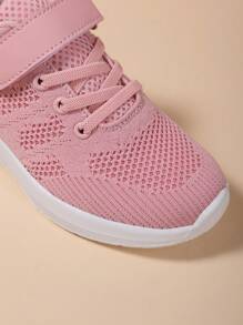 1 Pair Knit Breathable Mesh Fabric Sneakers, EVA Lightweight Non-Slip Sole, Hook And Loop Closure, Fashion Multi-Color Options, Comfortable, Collegiate Style, Back To School, Outdoor Training, Daily Wear, Suitable For Spring, Summer, Autumn, Winter