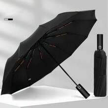 24Ribs~Strong Automatic Umbrella Windproof Stormproof Compact Folding Umbrella - Black - View 1
