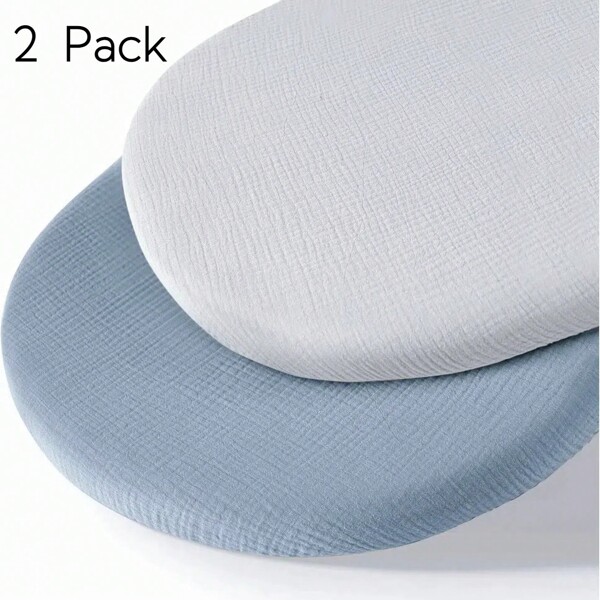 Set de 2 sábanas para moisés de bebé, transpirables y elásticas, cómodas y ajustadas para colchón de moisés, adecuadas para cunas ovaladas y rectangulares, para niños y niñas