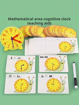Montessori Time Learning Tool With Flash Cards - Ideal Educational Material For Young Children, Suitable For Home Education And Teaching Activities