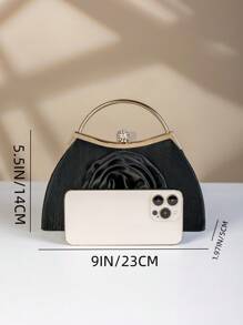 1 pieza Bolso de mano elegante de metal con decoración de flor de rosa, adecuado para reuniones de mujeres, bodas, cenas formales, fiestas de chicas/mujeres, regalo perfecto para mujeres, ideal para fiestas, bodas, bailes de graduación, banquetes, que combina con vestidos de fiesta, vestidos de noche y vestidos de lentejuelas