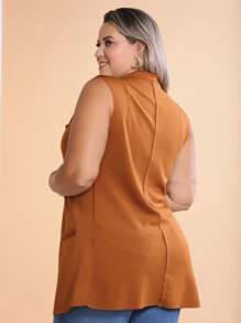 Max Women's Plus Size Vest Laser Cut Neoprene Fabric - Caramelo - 查看 4
