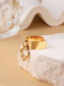 1pc Fashionable Asymmetrical Geometric Square Pendant Ring - Yellow Gold - View 1