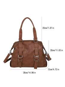 2025 Fashion Soft Leather Casual Shoulder Tote Bag, Vintage Solid Color Versatile Handbag For Work & Daily Use