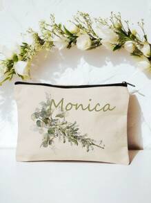 New Cosmetic Bags, Custom Text Cosmetic Bags, Can Be Customized To Your Unique Design, Lightweight Canvas Zip Cosmetic Bags Are Also Great For Buying Coin Purses, Pencil Cases, Perfect For Shopping, Dating, Vacation, Travel, Festivals, Parties, Or As Gifts, Makeup Bag, Travel Accessories,Summer Outing Items