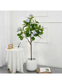 Arbre à fleurs d'hortensia artificiel, 4 pieds/5 pieds de haut, faux arbre d'hortensia décoratif en pot, arbre artificiel moderne et réaliste pour salon, maison, bureau