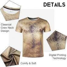 Men's T-Shirt Short Sleeve T-Shirt For Men 3D Fake Abs T Shirts Shredded Chest Printed Short Sleeve Costume Novelty Tees Shirt Unisex Soft Fabric, Breathable, Comfortable Short Sleeve T-Shirts Perfect For Summer - Ngực Lông-b2 - Xem 4
