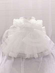 Baby Girls Sequin Mesh Cute Birthday Princess Dress, Suitable For Party, Celebration, Outing, Does Not Include Headband - White - View 5