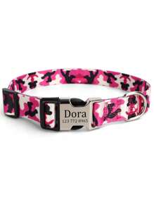 Collar personalizado para perro, con patrón de camuflaje, placa de identificación grabada con nombre personalizado y ajustable, para evitar que se pierda la mascota - cuello - Ver 11