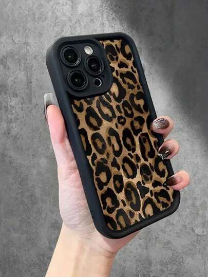 1 件黑色和金色豹纹时尚图案全包防摔 Tpu 手机壳适用于 iPhone 16 15 14 13 12 11promax 三星 S24/23/22/21ultra A55/54/53/52/51/12/13/22/25