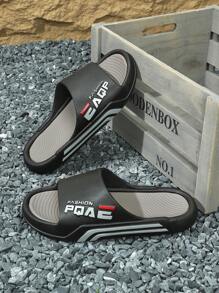 休闲男士拖鞋，时尚夏季软底防滑防臭室内/户外服装，滑动凉鞋 - 黑色 - 查看 4