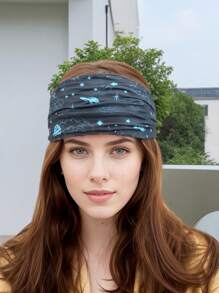 1pc/4pcs Retro Paisley Print Headbands For Girls, Starry Sky Pattern Sports Sweat Headbands Non-Slip Headscarves, Black & White Paisley Yoga Hair Accessories For Women