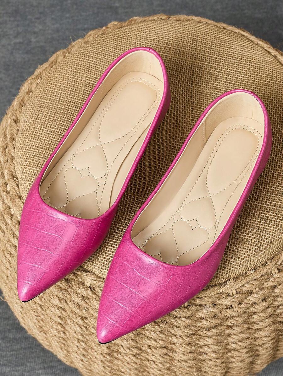 Women's Comfort Black Snake Skin, Red Slip-On, Pink Stone Pattern, Yellow Flat Pointed Toe Shoes - Vacation, Gray Travel, Maroon Autumn, Olive Green Casual, Versatile, Navy Blue, Brown Loafers - 玫紅色 - 查看 1