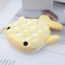 Cartoon Shark Plush Cute Keychain/Data Cable Pouch Zipper Pouch Small Gift Bag Case Gifts For Women Wallet Mini Wallet Purse Wallet Coin Wallet