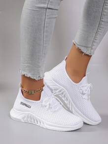 STEPREACH 春季新款女士运动鞋时尚透气轻便防滑休闲运动鞋平底乐福鞋 - 白色 - 查看 4