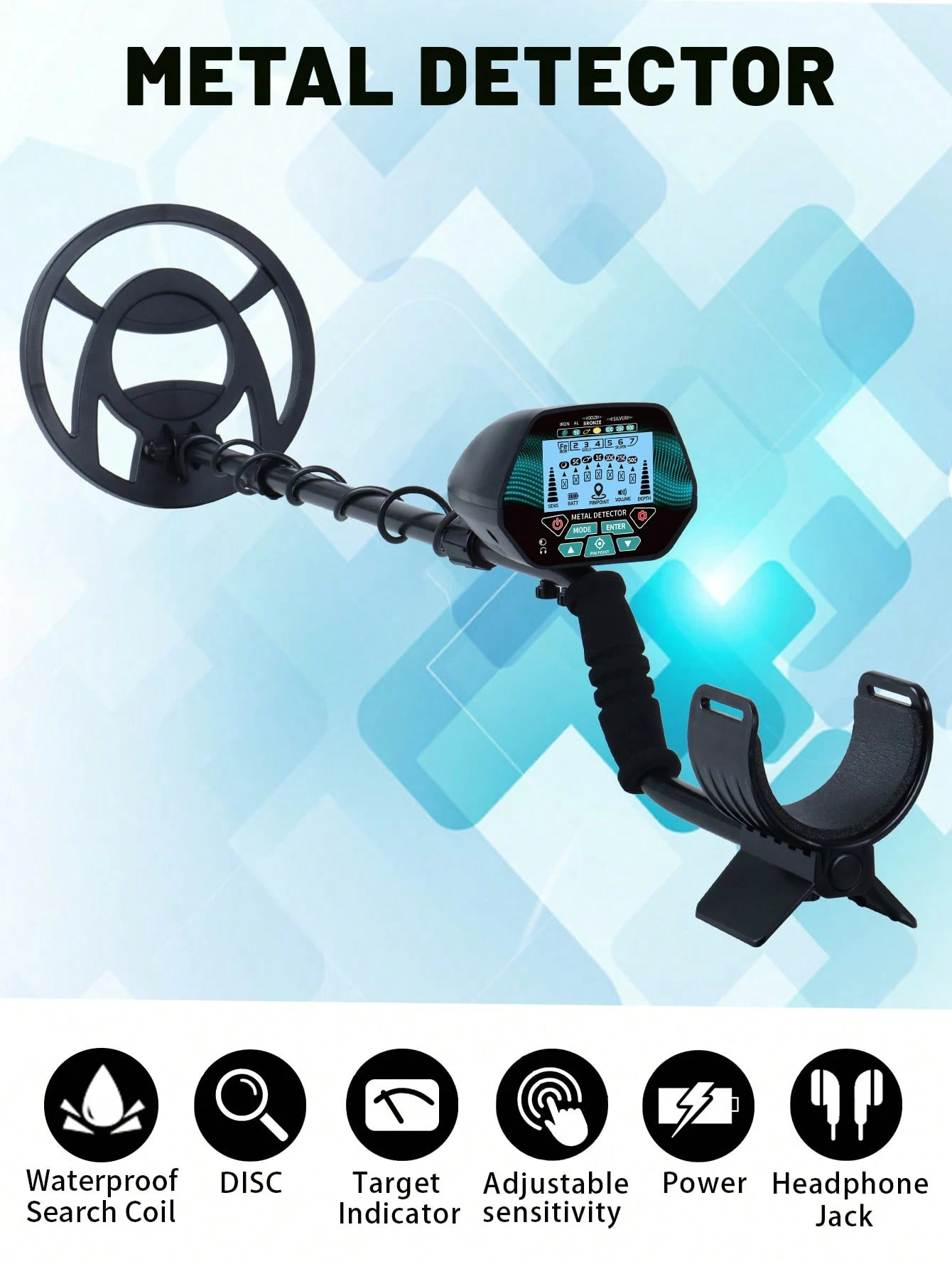 Metal Detector Impermeabile Con Display LCD - Per Adulti E Bambini, Profondità 34 Cm - Foto 5