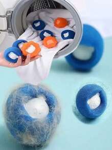 6 件装宠物毛发去除洗衣机球，神奇洗衣球，可重复使用的绒毛捕捉器，尼龙洗衣球，轻松去除衣物起毛，保持衣物和床上用品无毛，去除宠物毛发和污垢，宠物主人必备 - 彩色 - 查看 2