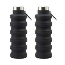 可折叠水瓶 17 盎司，无味硅胶，防漏可折叠可重复使用水瓶 - 非常适合旅行运动健身房徒步旅行露营骑自行车，便携式防漏运动水瓶带登山扣 - 彩色 - 查看 14