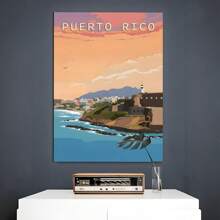 1 Pc Framed Coastal Scene Wall Art Canvas Poster Painting Wall Decor For Bedroom Living Room - 藍白色 - 查看 11