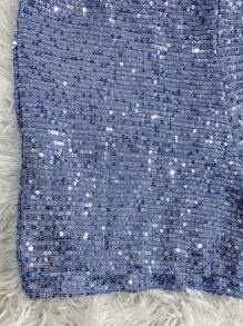 Women's Sequin Shorts Set With Pockets, Cropped Top And Straps For Bloggers - Celeste - Ver 2