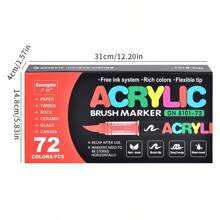 GuangNa 72 Colors/120 Colors/168 Colors/240 Colors Colorful Acrylic Paint Markers, Straight Liquid, Stackable Colors, Strong Coverage, Felt Tip Pen Stationery Set, Suitable For Canvas, Petroglyphs, Wood, Stone, Glass, Ceramics, Fabric Paintings, DIY Crafts, Back-To-School Supplies